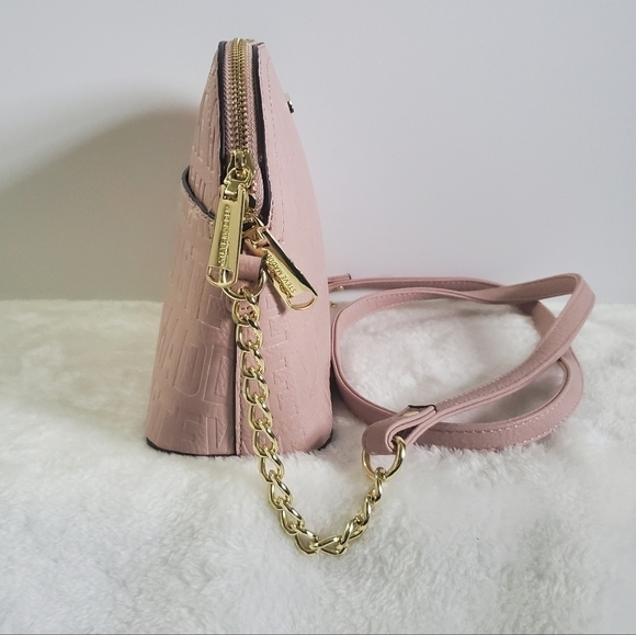 STEVE Madden Blush Pink Gold Chain Faux Leather Crossbody Bag Purse - Picture 8 of 14